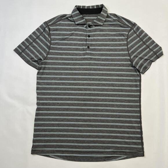 Lululemon Polo Shirt Mens XL Striped Athletic Golf Lightweight Performance Top - Picture 1 of 10